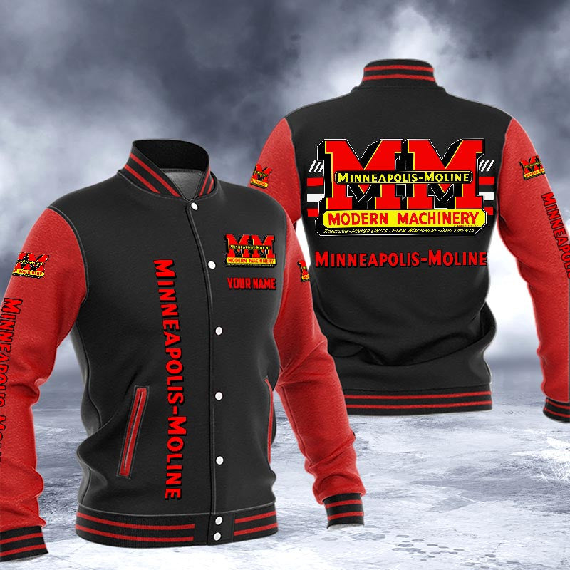 Minneapolis Moline Dmhj1637 Logo Baseball Varsity Jacket