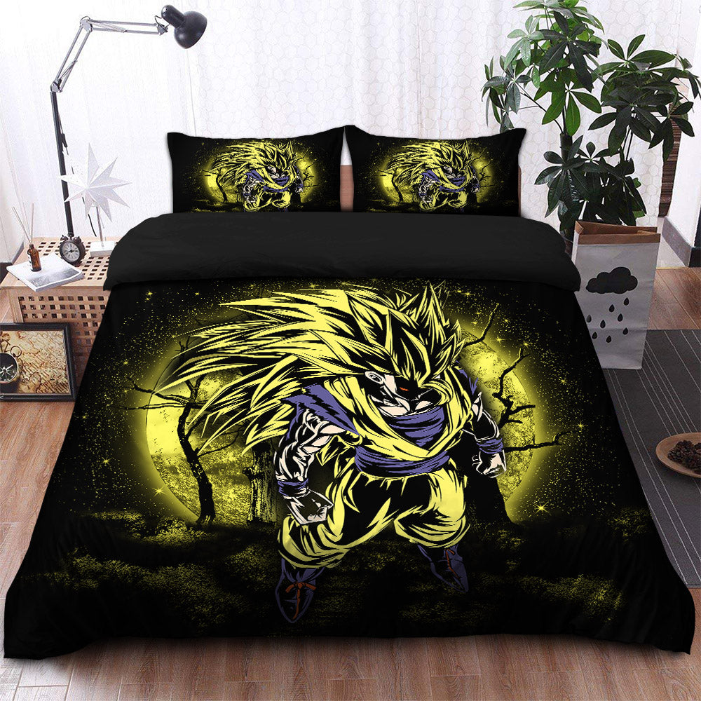 Goku Super Saiyan 3 Dragon Ball Moonlight Bedding Set Duvet Cover And 2 Pillowcases