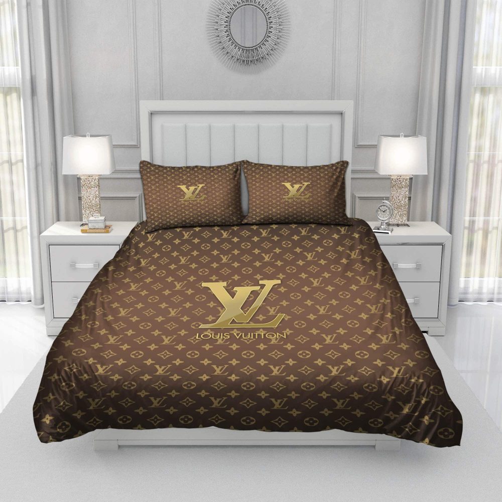 Gold Louis Vuitton Symbol Logo Bedding Sets