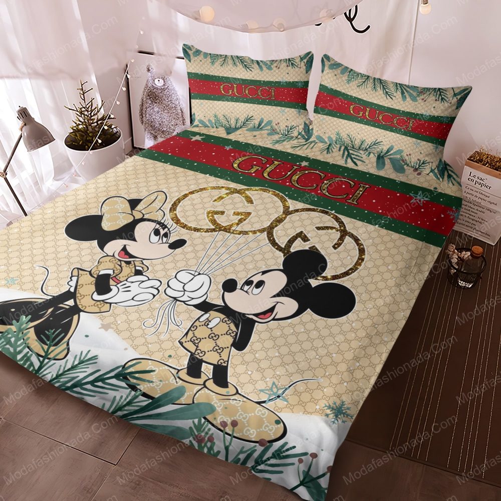 Gucci Couple Disney Mickey Christmas Bedding Sets