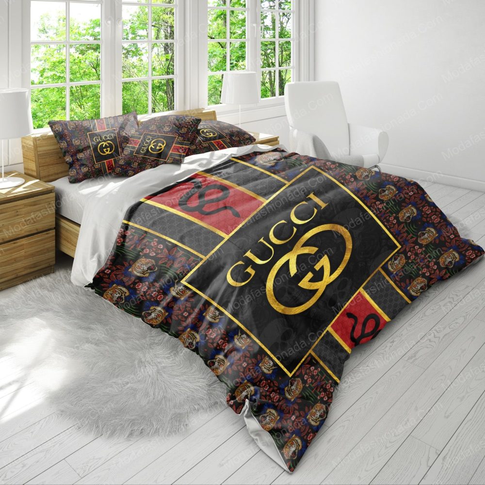 Gucci Style Pattern Tiger Snake Skull Bedding Sets