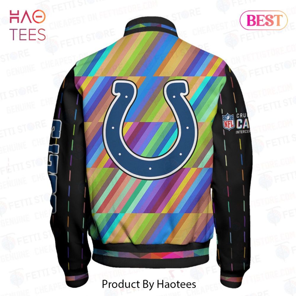 Colorful Geometric Varsity Jacket With Horseshoe Design - Unisex Fashion Outerwear