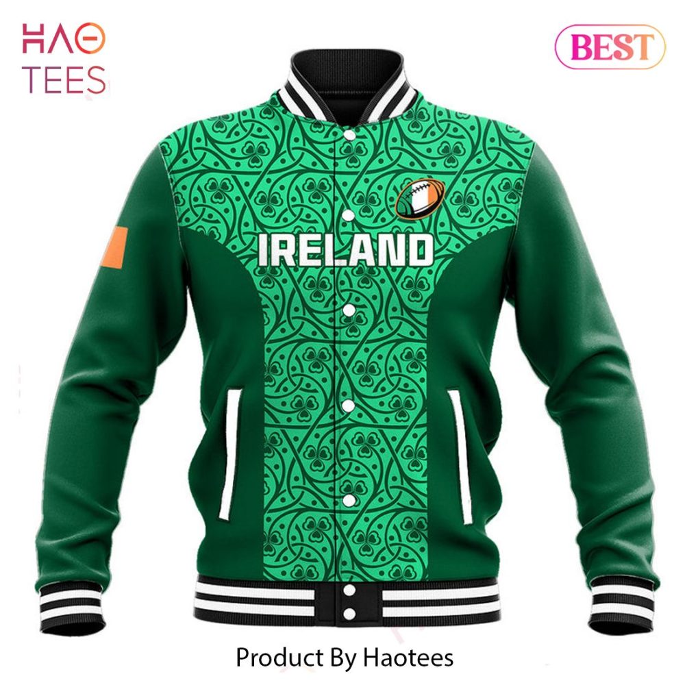 Ireland Rugby Varsity Jacket - Stylish Green Athletic Bomber For Fans
