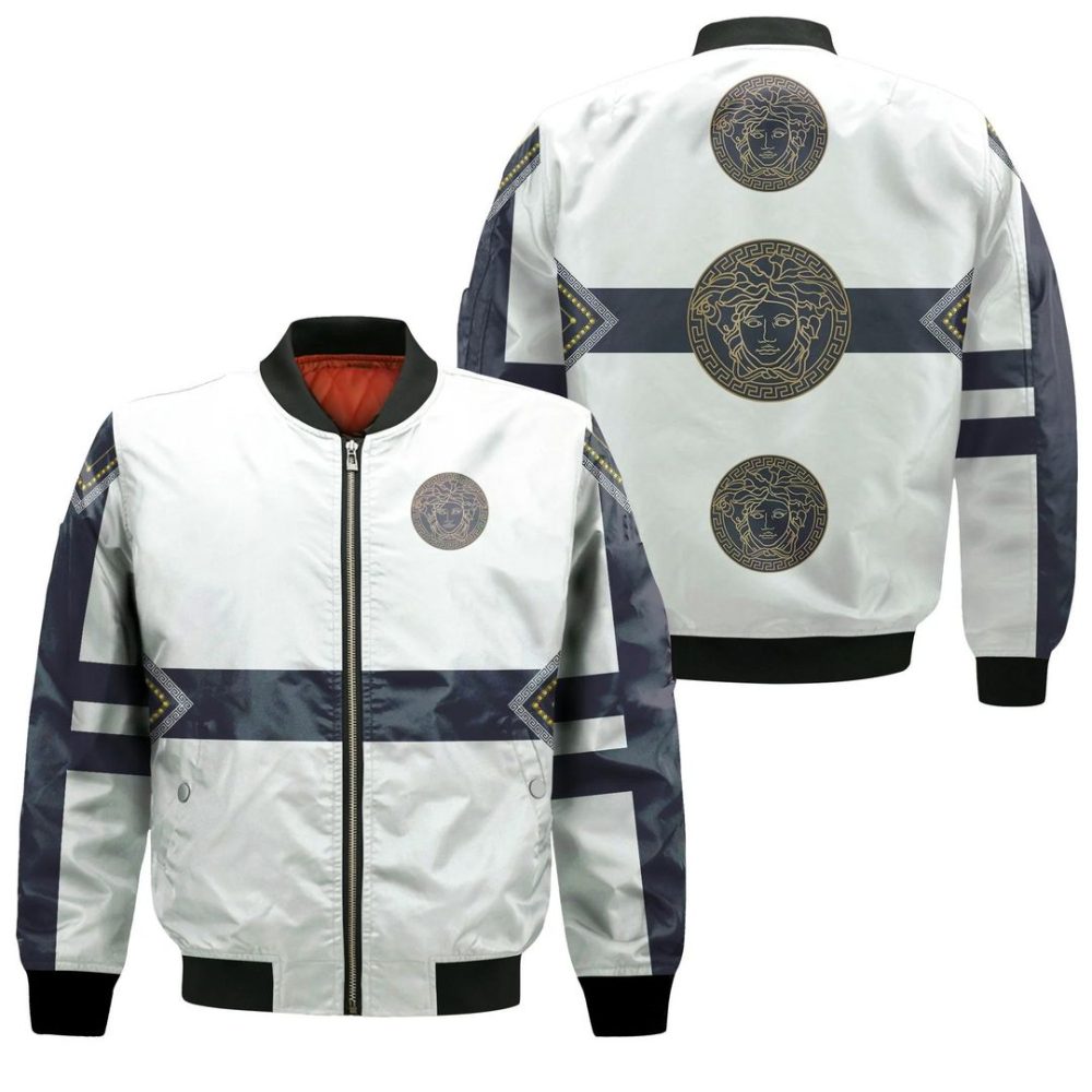Versace White Luxury Brand Premium Bomber Jacket Outfit For Men Women
