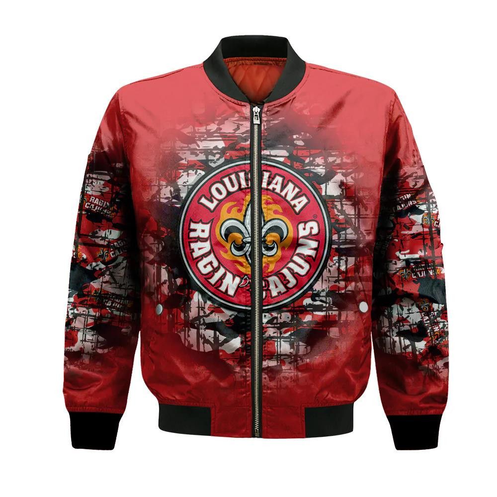 Louisiana Ragin Cajuns Bomber Jacket 3D Printed Camouflage Vintage