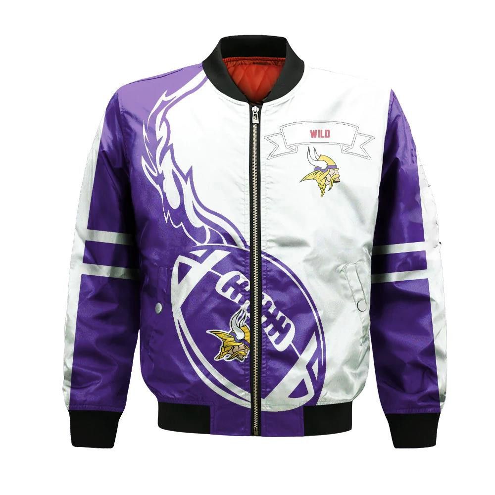 Minnesota Wild Bomber Jacket 3D Printed Flame Ball Pattern