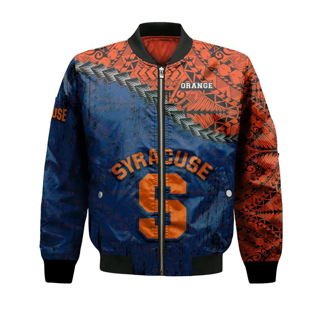 Syracuse Orange Bomber Jacket 3D Printed Grunge Polynesian Tattoo