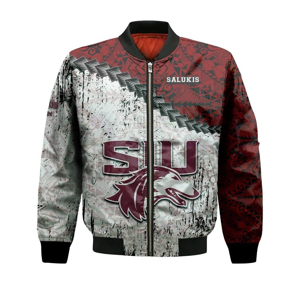 Southern Illinois Salukis Bomber Jacket 3D Printed Grunge Polynesian Tattoo