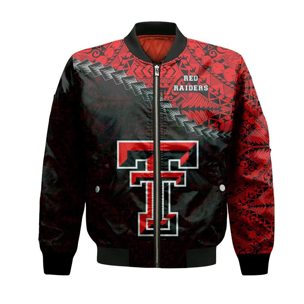 Texas Tech Red Raiders Bomber Jacket 3D Printed Grunge Polynesian Tattoo