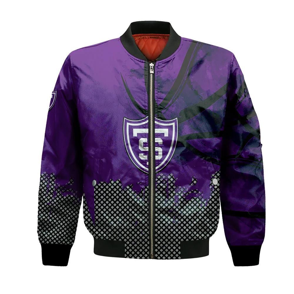 St. Thomas Tommies Bomber Jacket 3D Printed Basketball Net Grunge Pattern