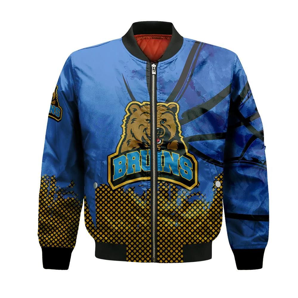 Ucla Bruins Bomber Jacket 3D Printed Basketball Net Grunge Pattern