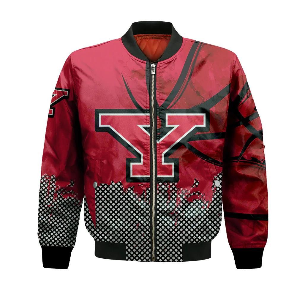 Youngstown State Penguins Bomber Jacket 3D Printed Basketball Net Grunge Pattern