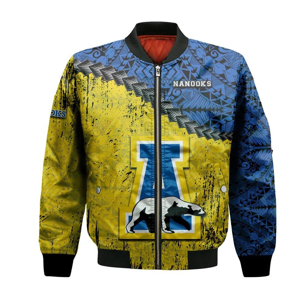Alaska Nanooks Bomber Jacket 3D Printed Grunge Polynesian Tattoo