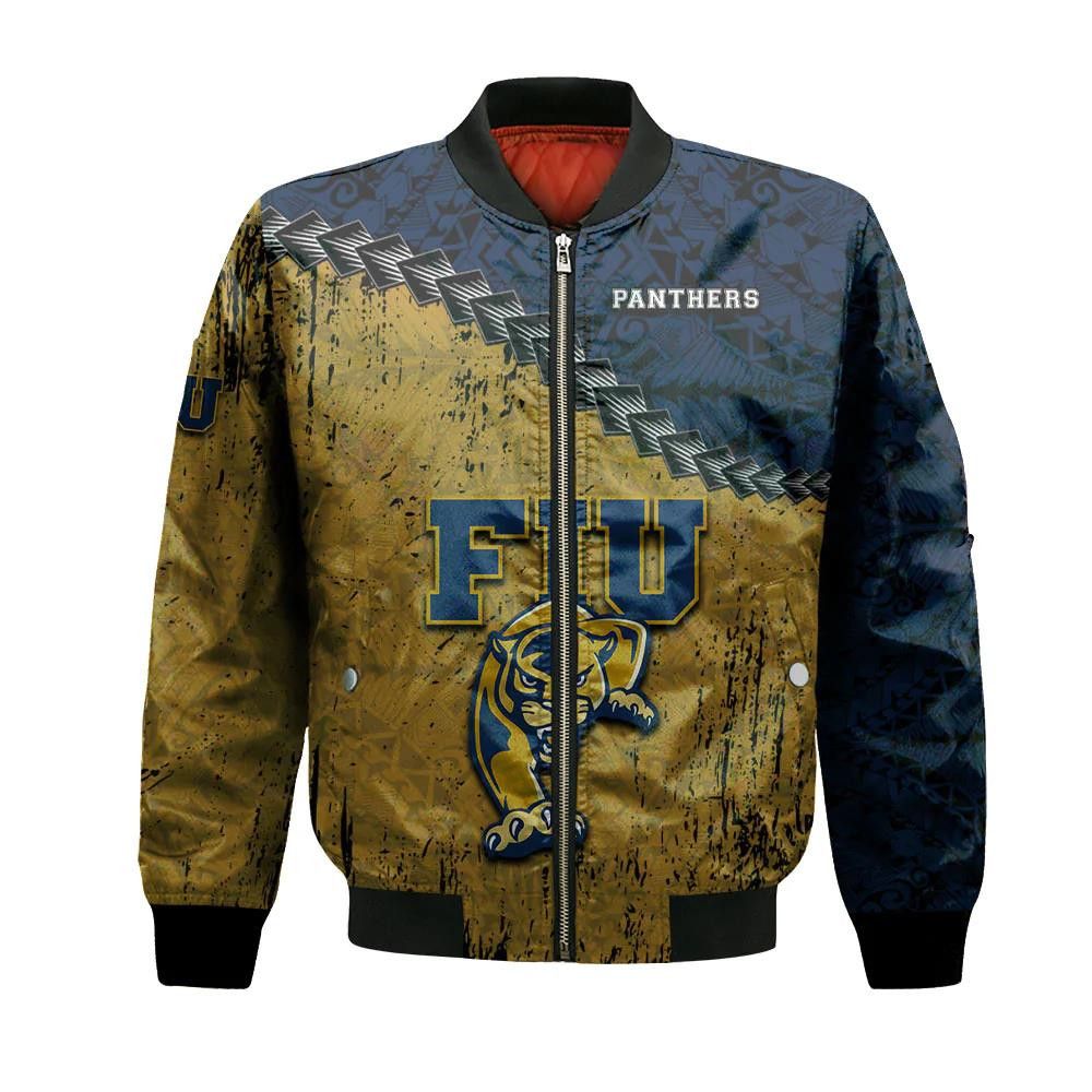 Fiu Panthers Bomber Jacket 3D Printed Grunge Polynesian Tattoo