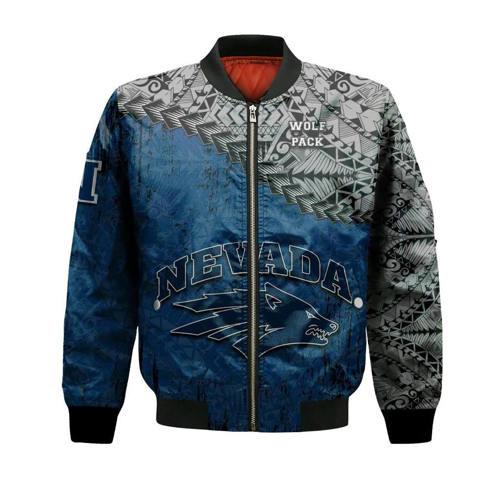 Nevada Wolf Pack Bomber Jacket 3D Printed Grunge Polynesian Tattoo