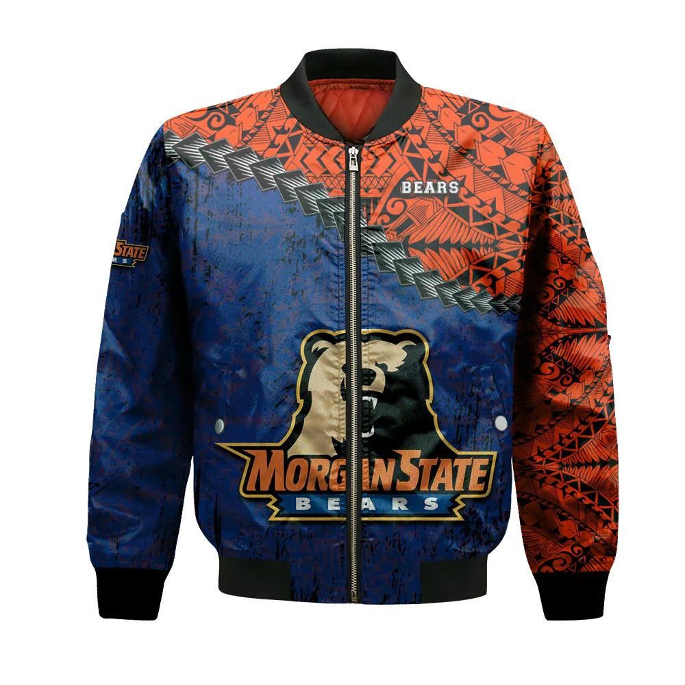 Morgan State Bears Bomber Jacket 3D Printed Grunge Polynesian Tattoo