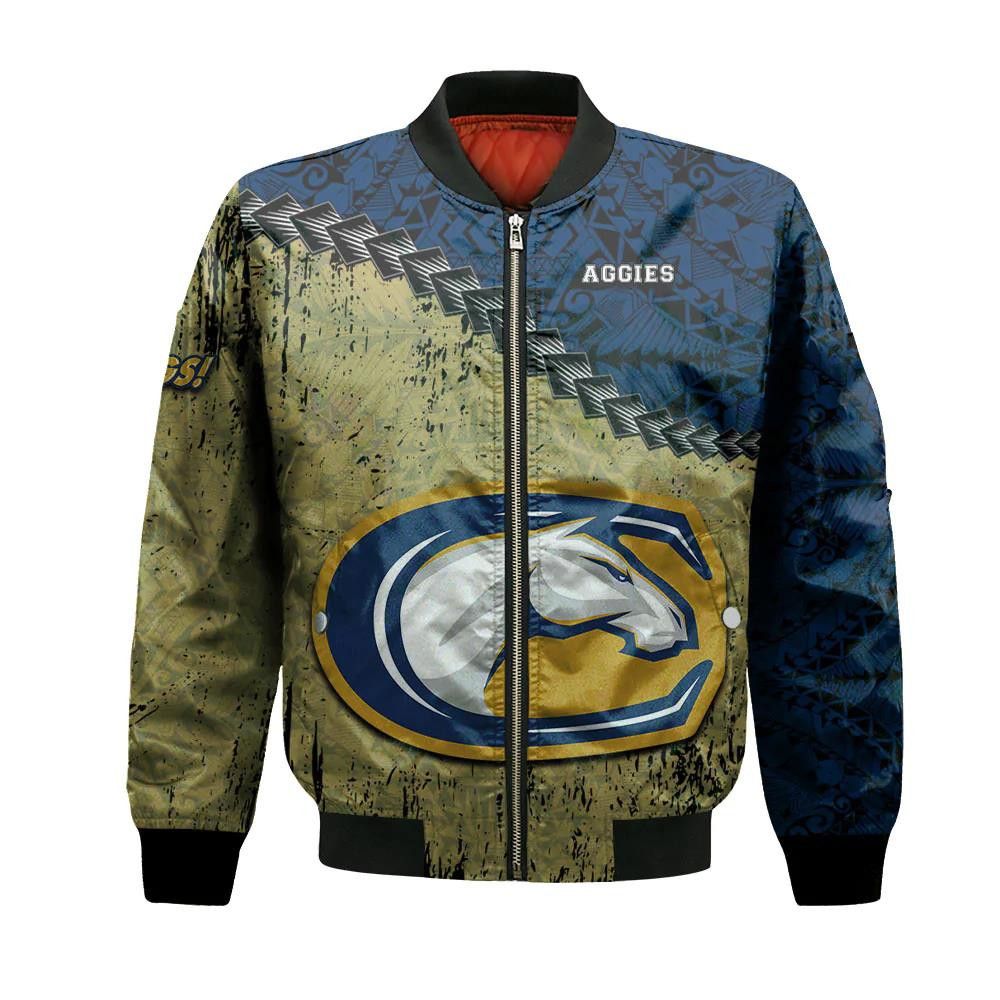 Uc Davis Aggies Bomber Jacket 3D Printed Grunge Polynesian Tattoo