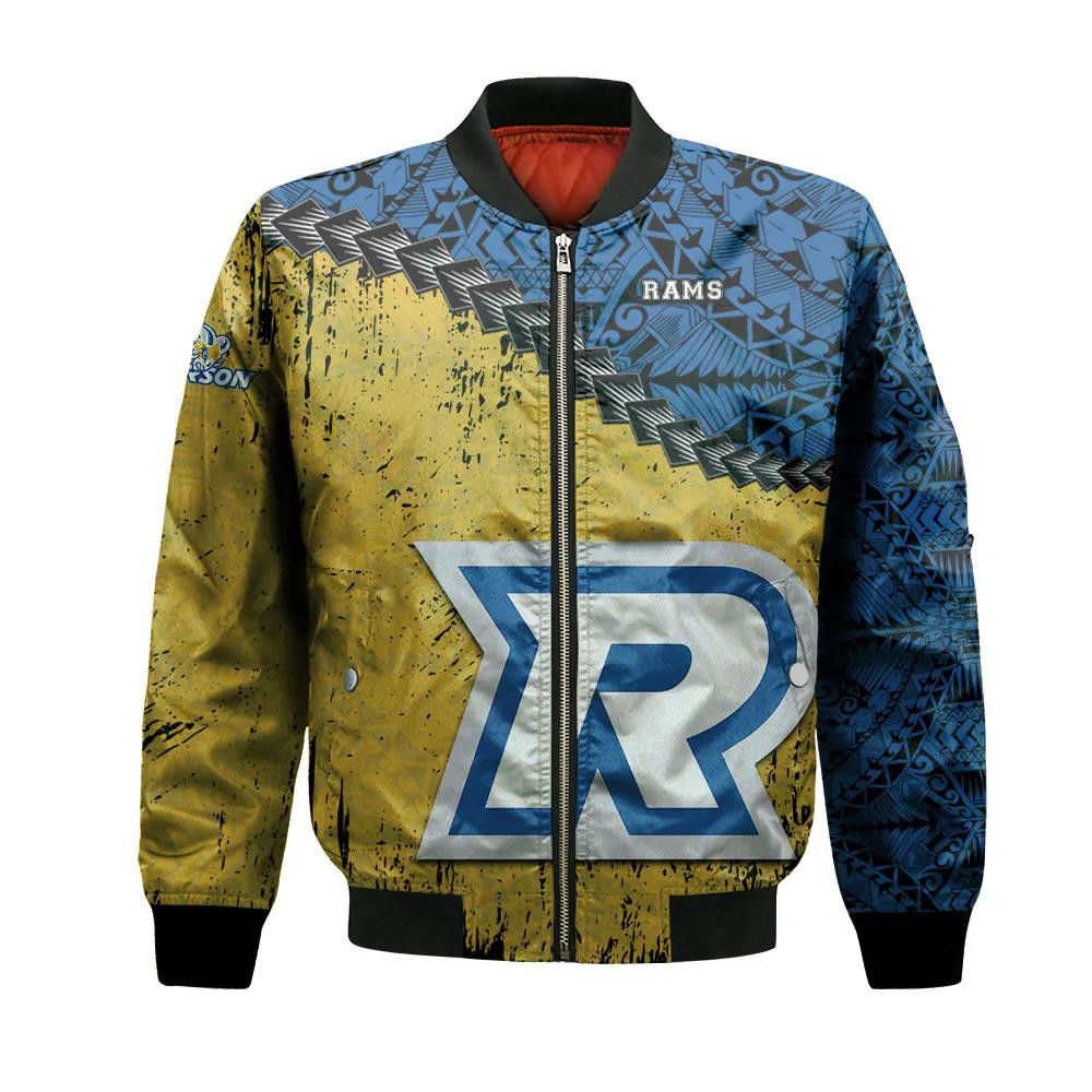 Ryerson Rams Bomber Jacket 3D Printed Grunge Polynesian Tattoo