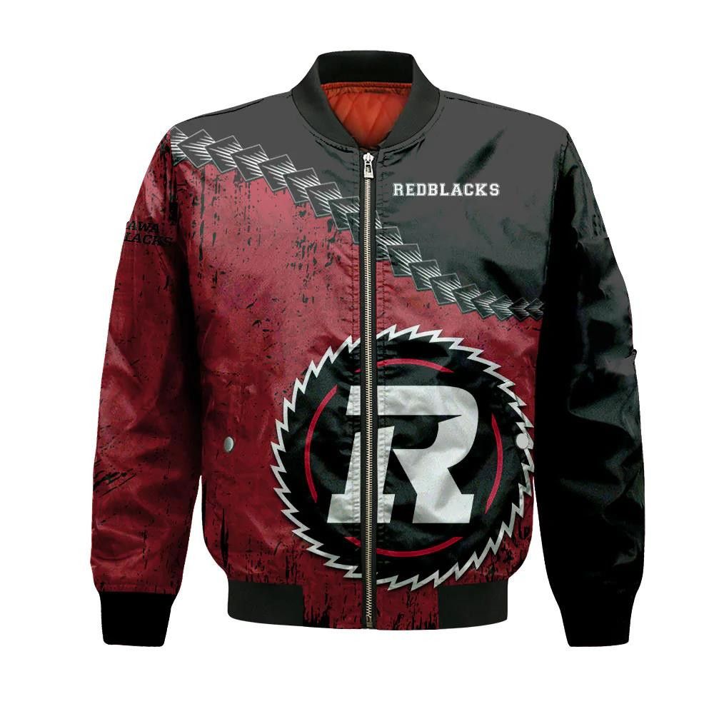 Ottawa Redblacks Bomber Jacket 3D Printed Grunge Polynesian Tattoo