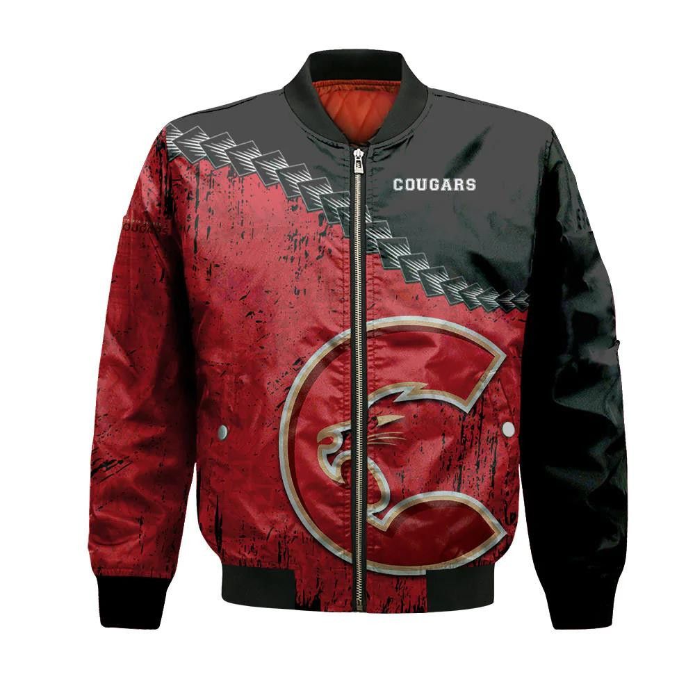 Prince George Cougars Bomber Jacket 3D Printed Grunge Polynesian Tattoo