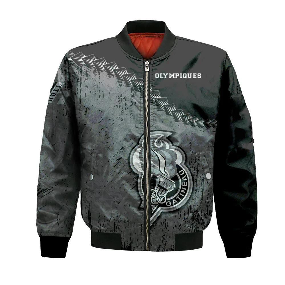 Gatineau Olympiques Bomber Jacket 3D Printed Grunge Polynesian Tattoo