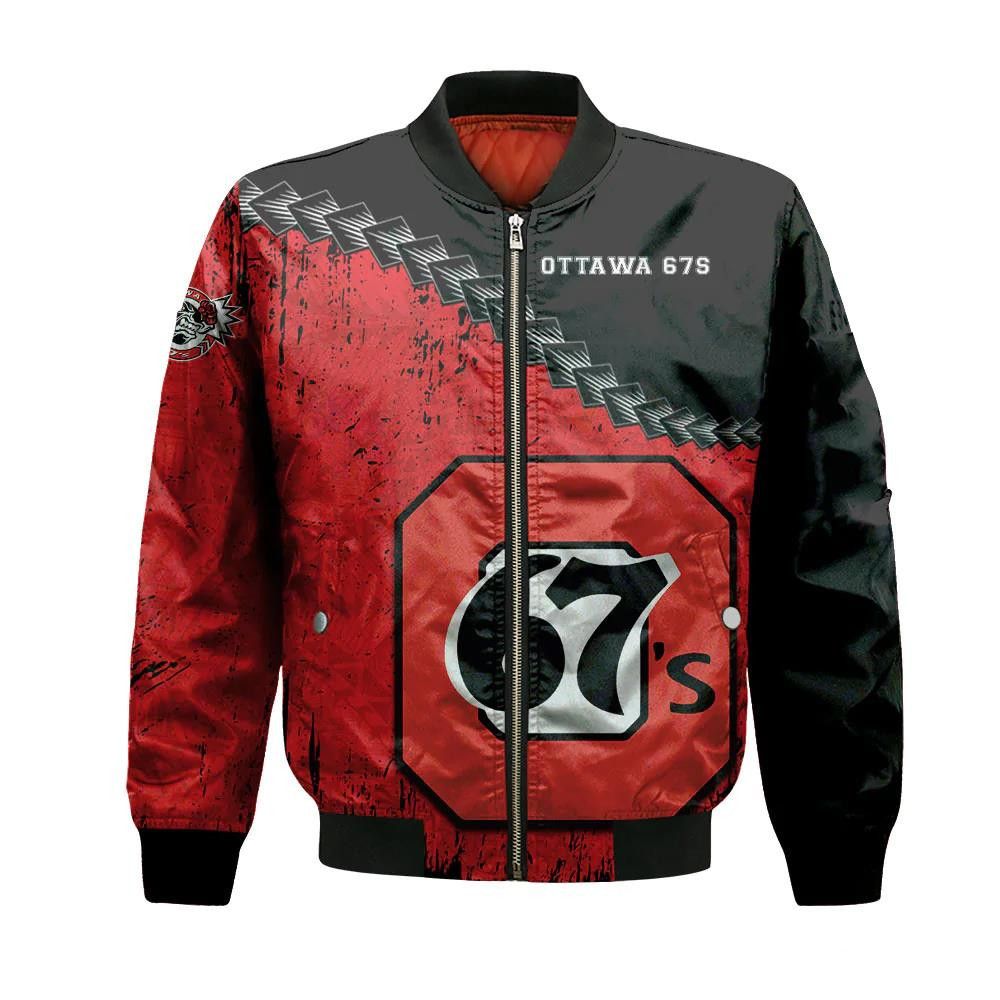 Ottawa 67S Bomber Jacket 3D Printed Grunge Polynesian Tattoo