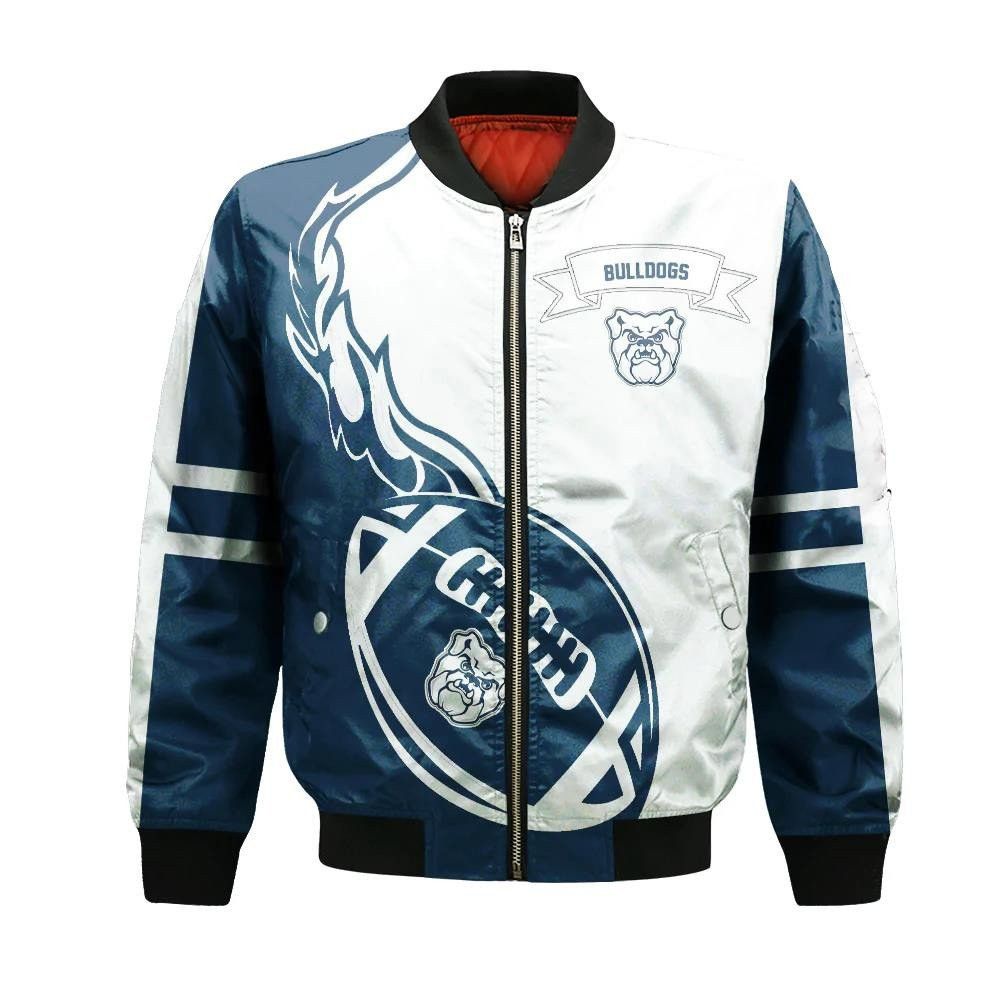 Butler Bulldogs Bomber Jacket 3D Printed Flame Ball Pattern