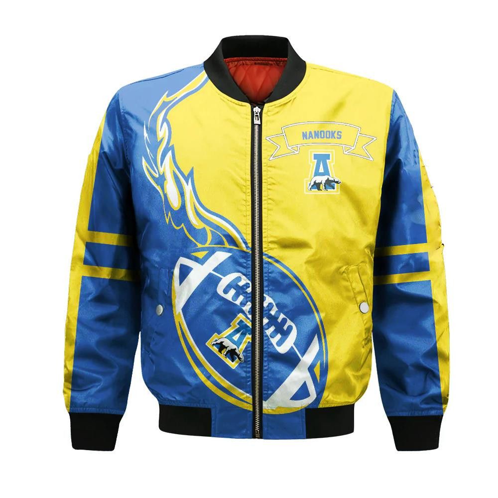 Alaska Nanooks Bomber Jacket 3D Printed Flame Ball Pattern