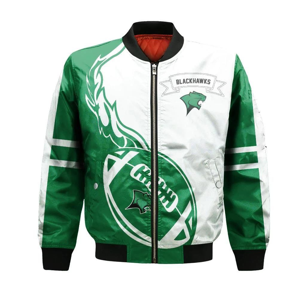 Chicago Blackhawks Bomber Jacket 3D Printed Flame Ball Pattern