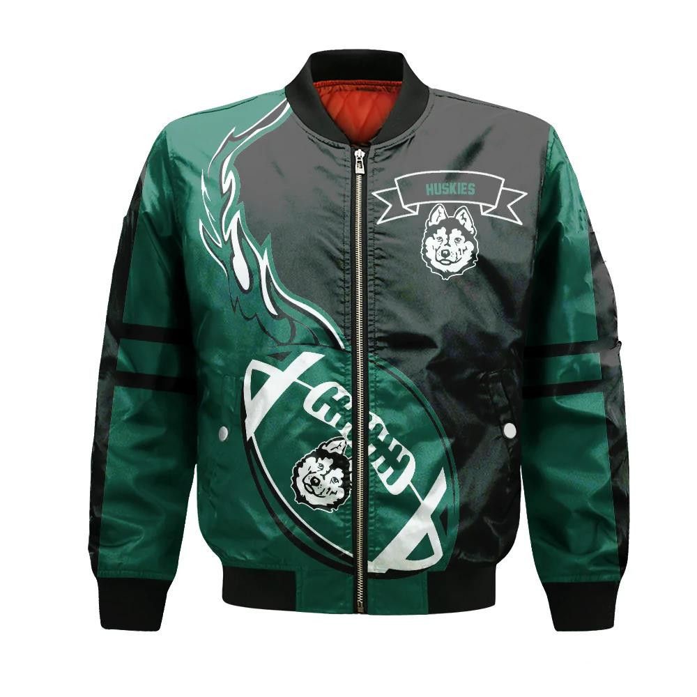 Saskatchewan Huskies Bomber Jacket 3D Printed Flame Ball Pattern