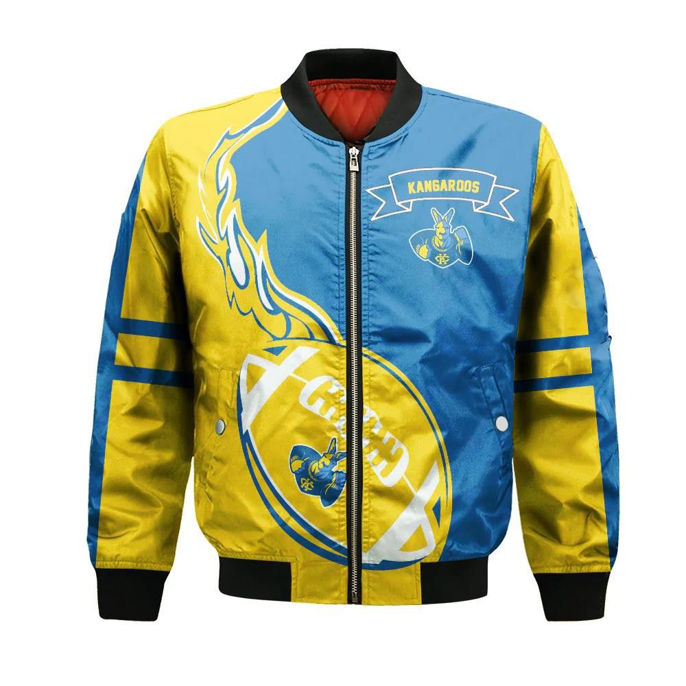 Umkc Kangaroos Bomber Jacket 3D Printed Flame Ball Pattern
