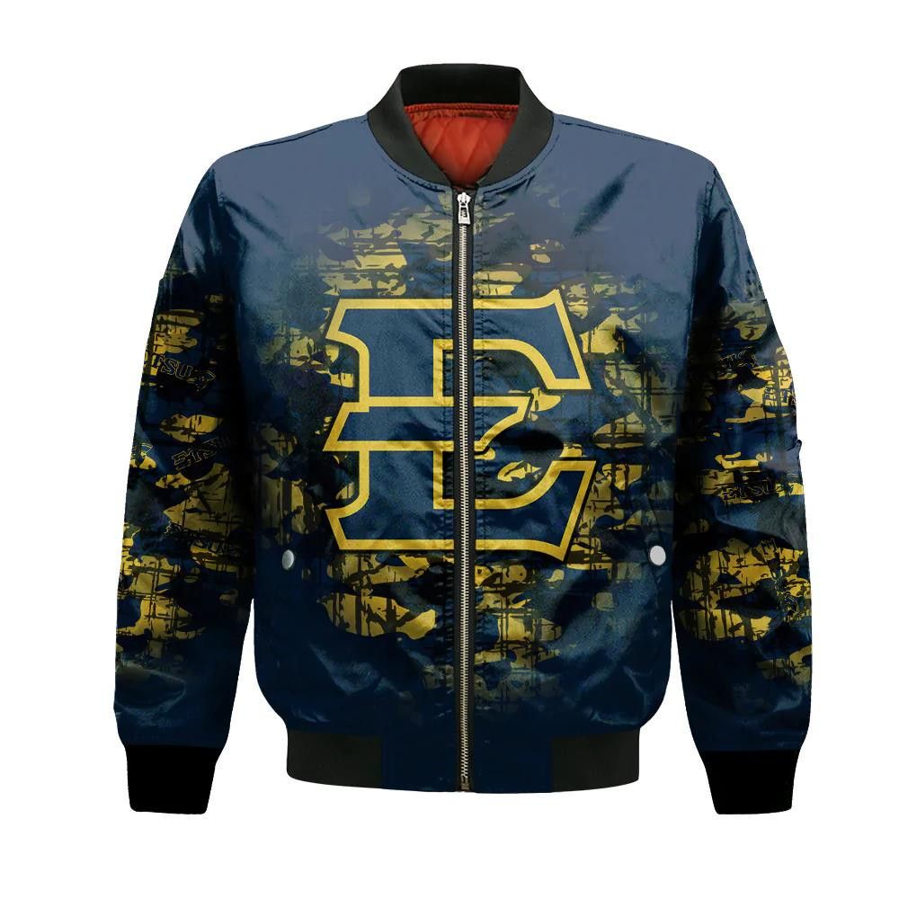 East Tennessee State Buccaneers Bomber Jacket 3D Printed Camouflage Vintage