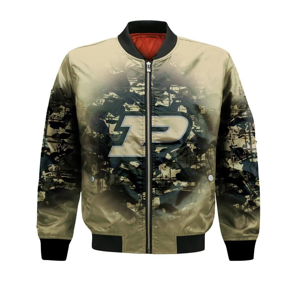 Purdue Boilermakers Bomber Jacket 3D Printed Camouflage Vintage