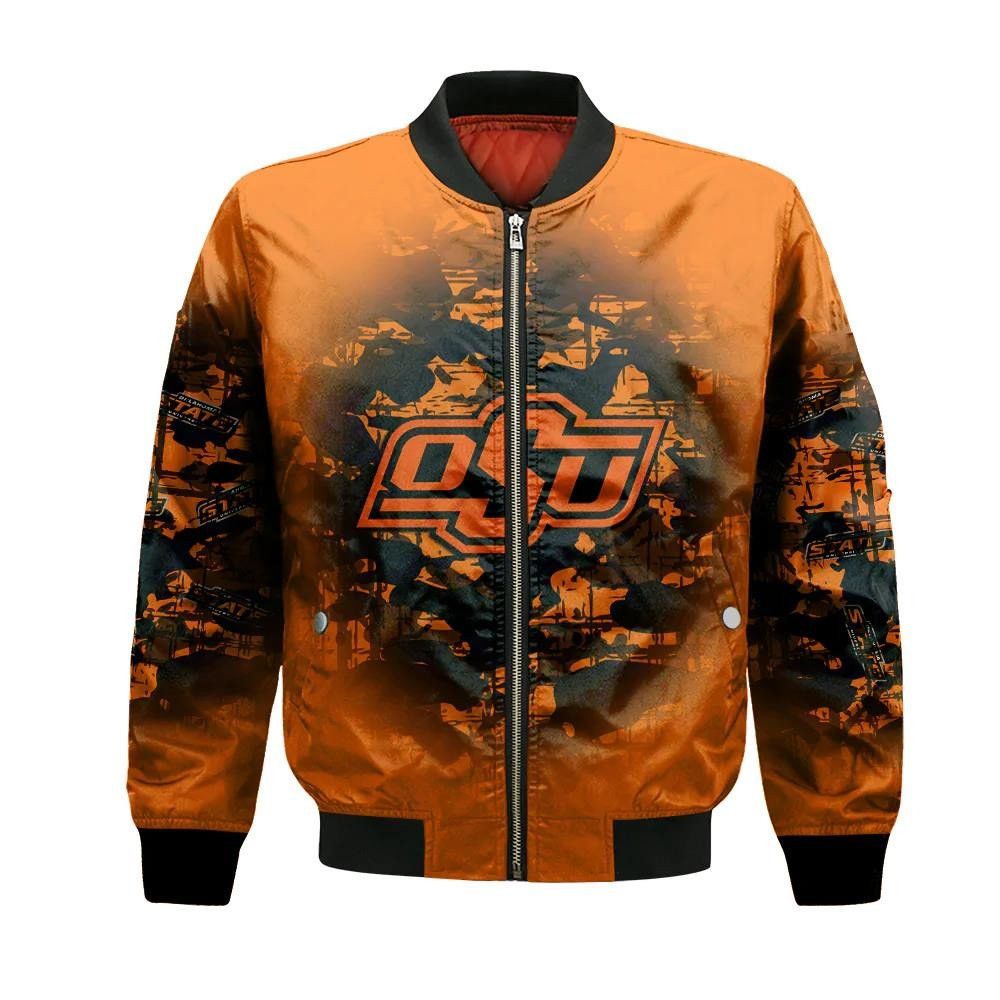 Oklahoma State Cowboys Bomber Jacket 3D Printed Camouflage Vintage