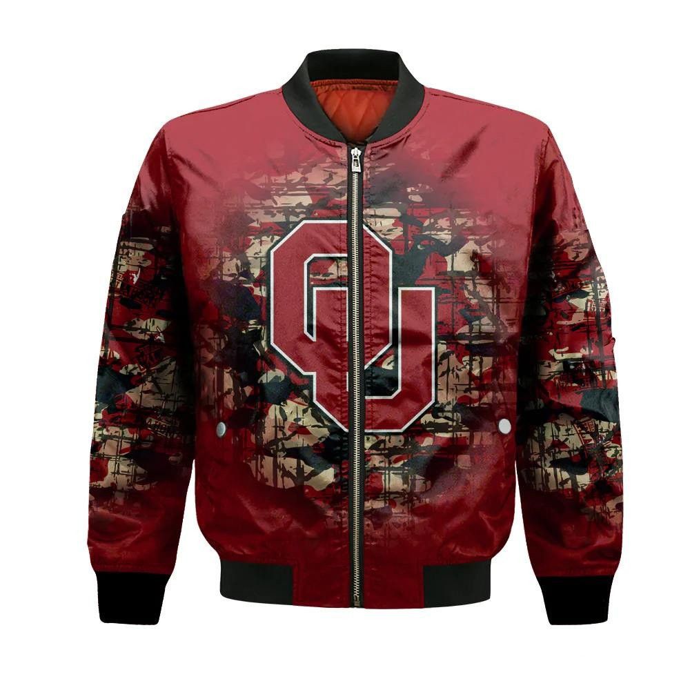 Oklahoma Sooners Bomber Jacket 3D Printed Camouflage Vintage