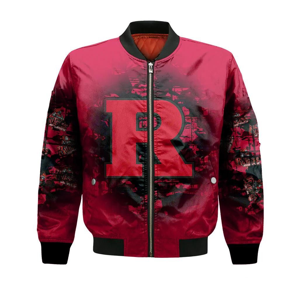 Rutgers Scarlet Knights Bomber Jacket 3D Printed Camouflage Vintage