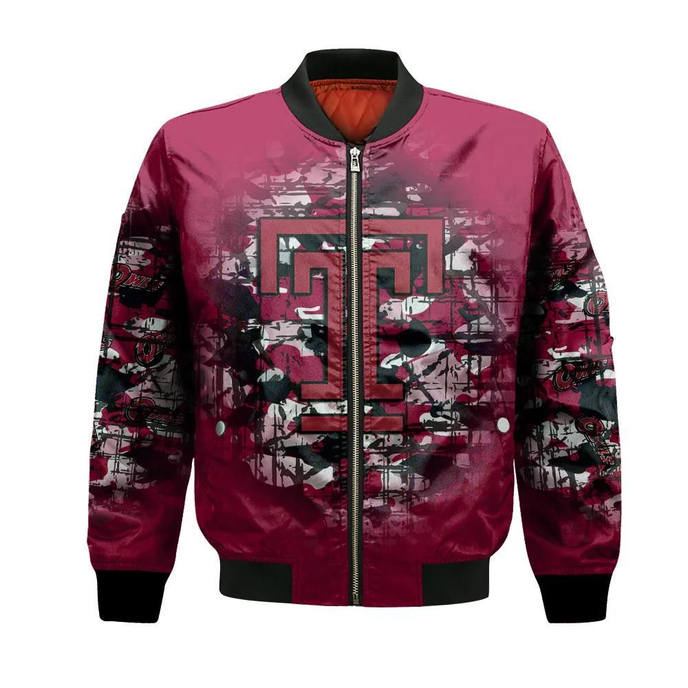 Temple Owls Bomber Jacket 3D Printed Camouflage Vintage