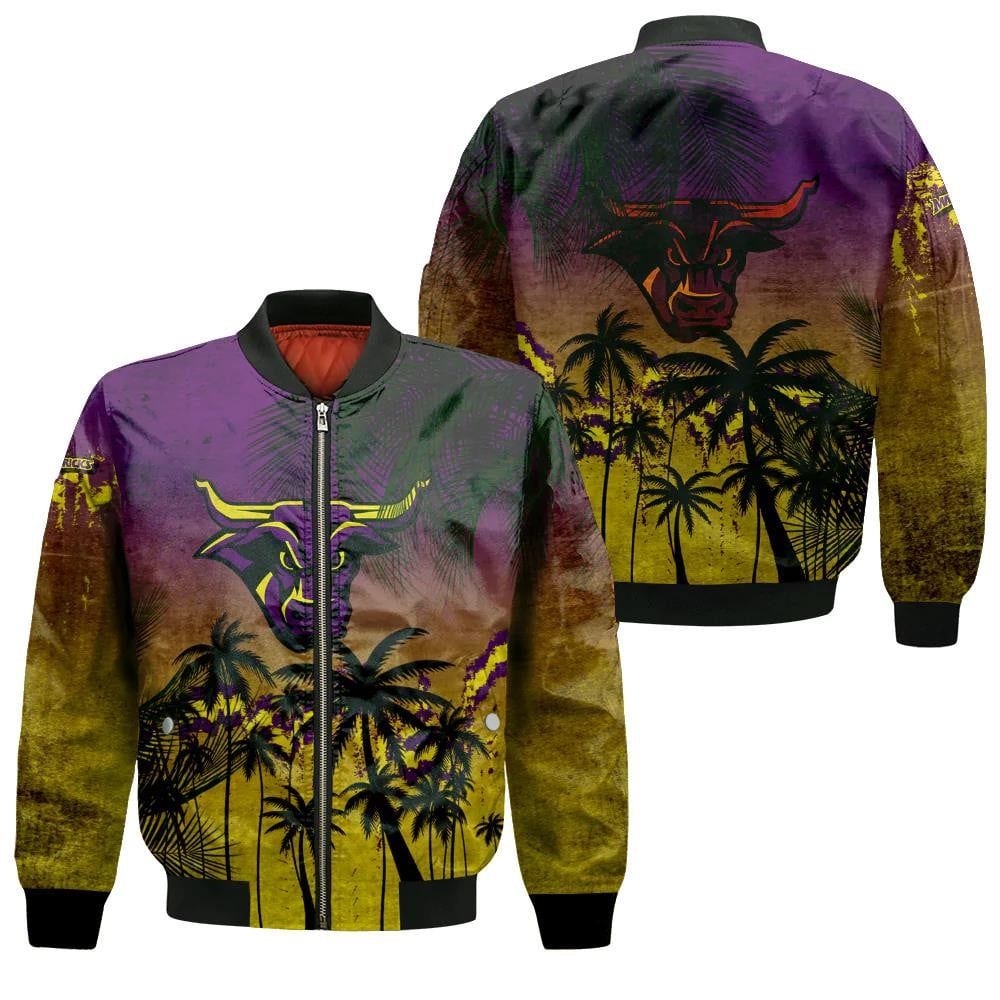 Minnesota State Mavericks Bomber Jacket 3D Printed Coconut Tree Tropical Grunge
