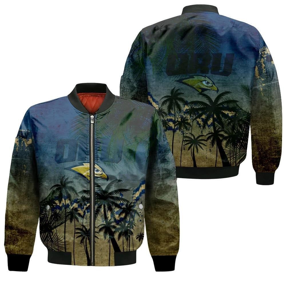 Oral Roberts Golden Eagles Bomber Jacket 3D Printed Coconut Tree Tropical Grunge