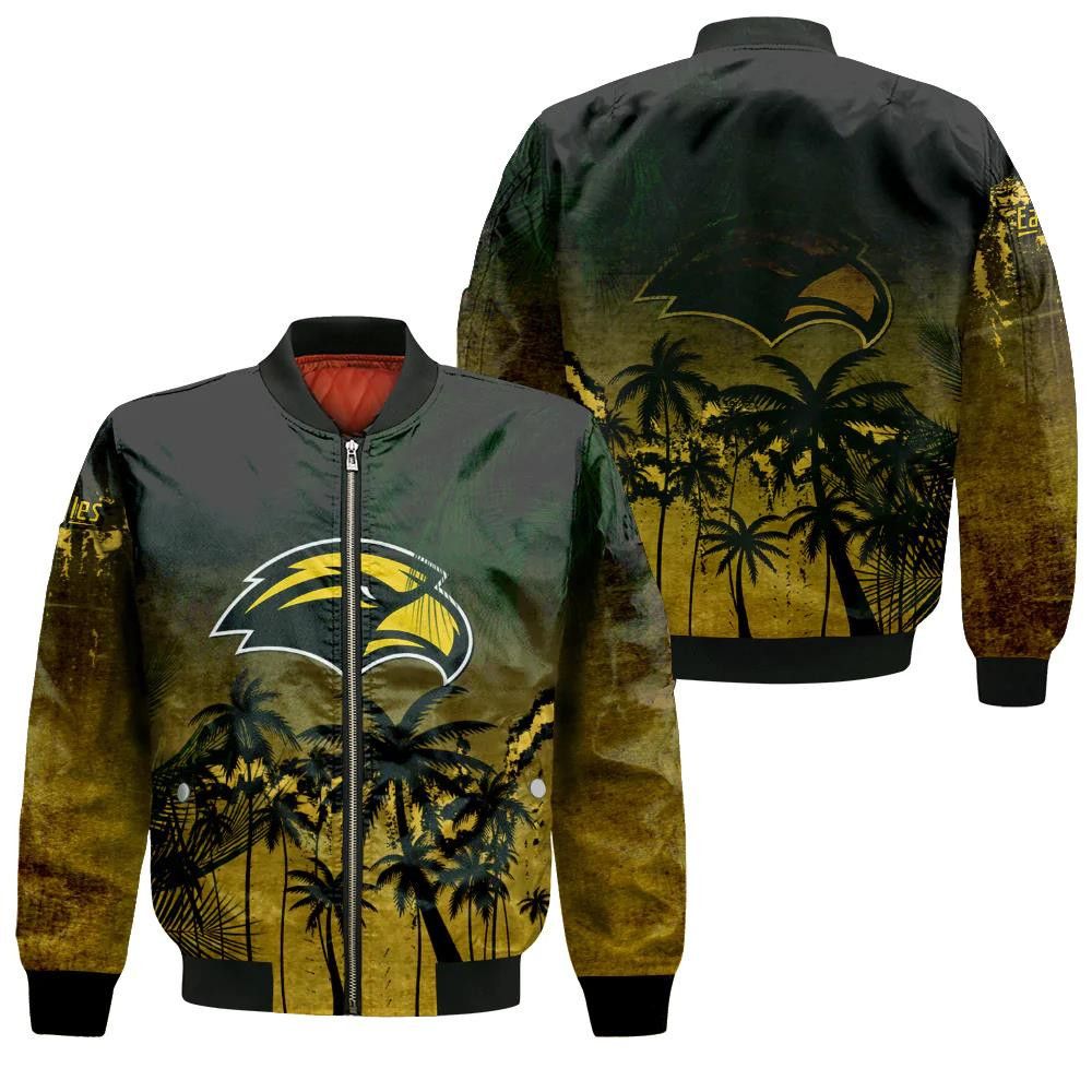 Southern Miss Golden Eagles Bomber Jacket 3D Printed Coconut Tree Tropical Grunge