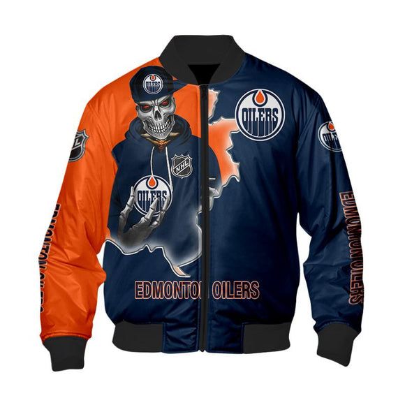 Edmonton Oilers Varsity Jacket Skull