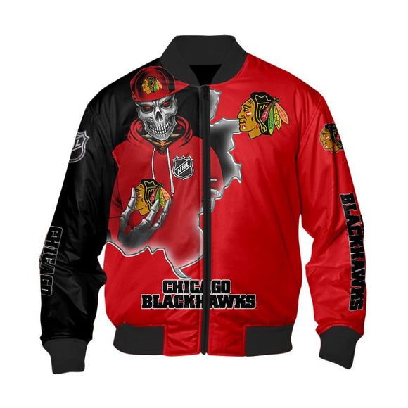 Chicago Blackhawks Varsity Jacket Skull