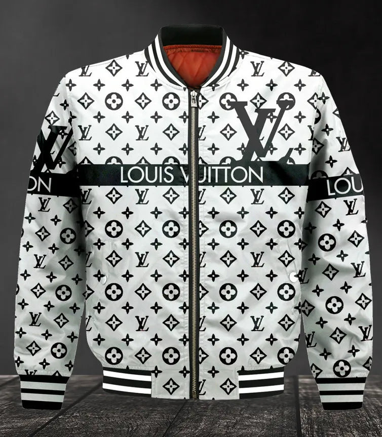 Louis Vuitton White Luxury Brand Premium Bomber Jacket For Men Women