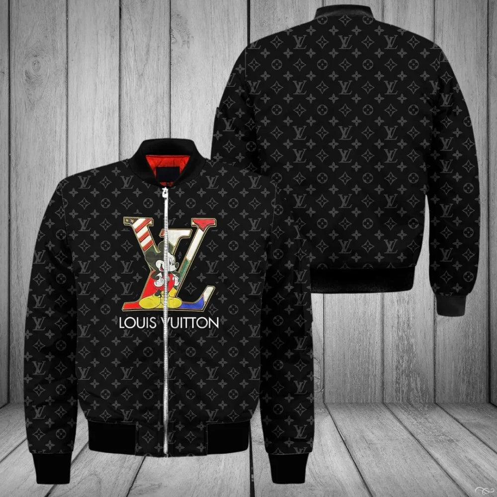 Louis Vuitton Mickey Mouse Disney Luxury Brand Premium Bomber Jacket For Men Women