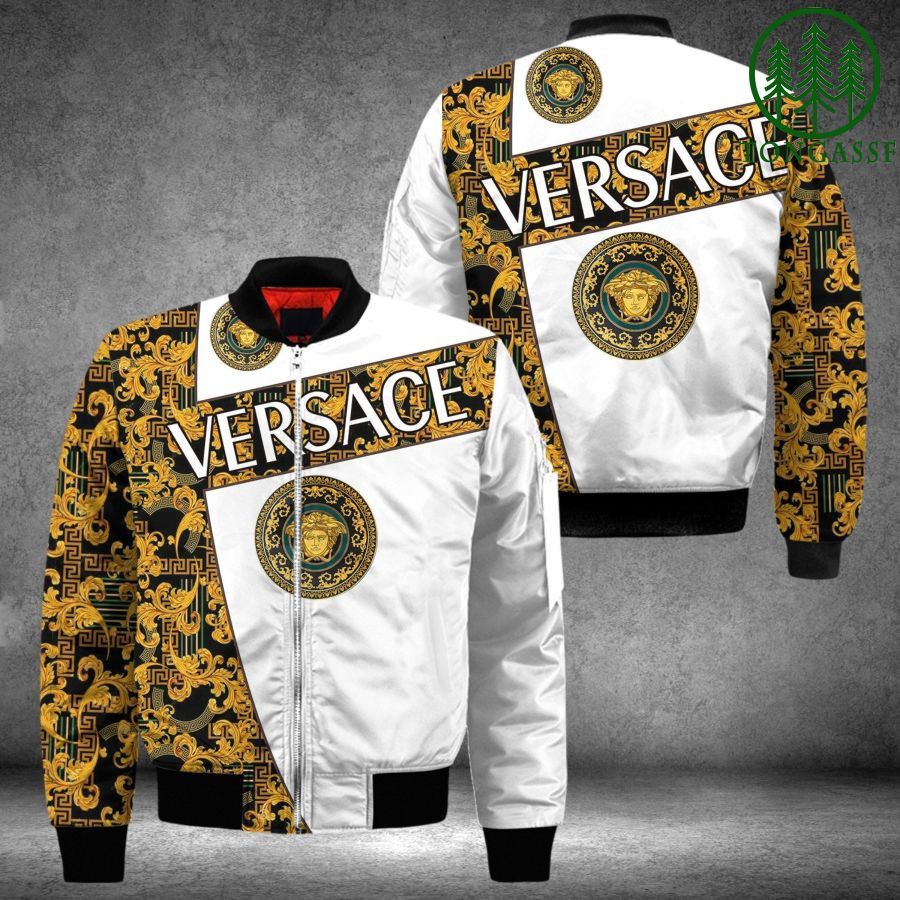 Versace Yellow And White Bomber Jacket