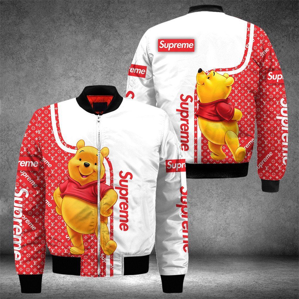 Supreme Louis Vuitton Winnie The Pooh Disney Bomber Jacket Trending 2023 Lv Luxury Clothing Clothes Outfit For Men And Women