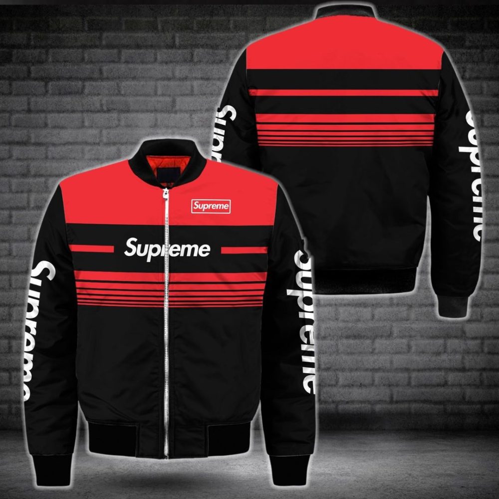 Supreme Black Red Bomber Jacket Trending 2023 Luxury Brand Clothing Clothes Outfit For Men And Women