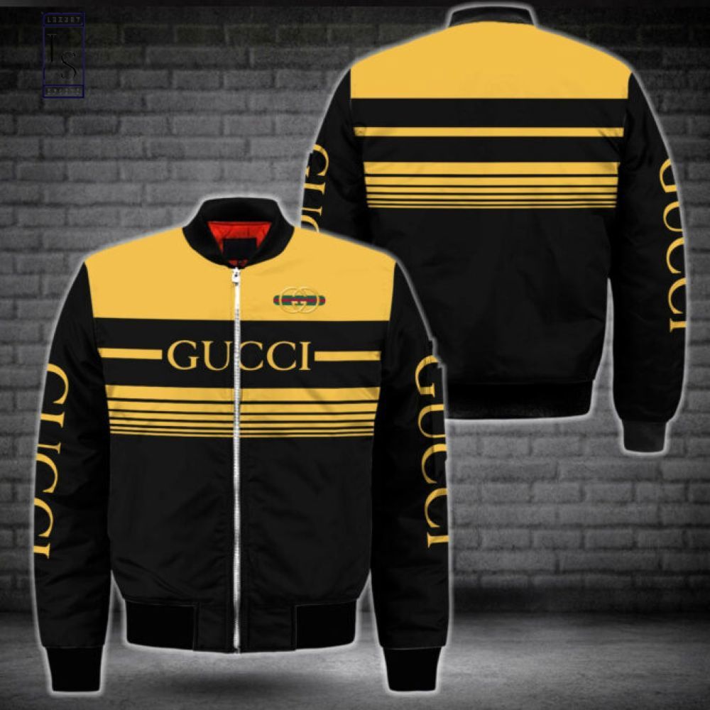 Gucci Golden Luxury Sport 3D Bomber Jacket Luxury Brand Clothing Clothes Outfit For Men And Women