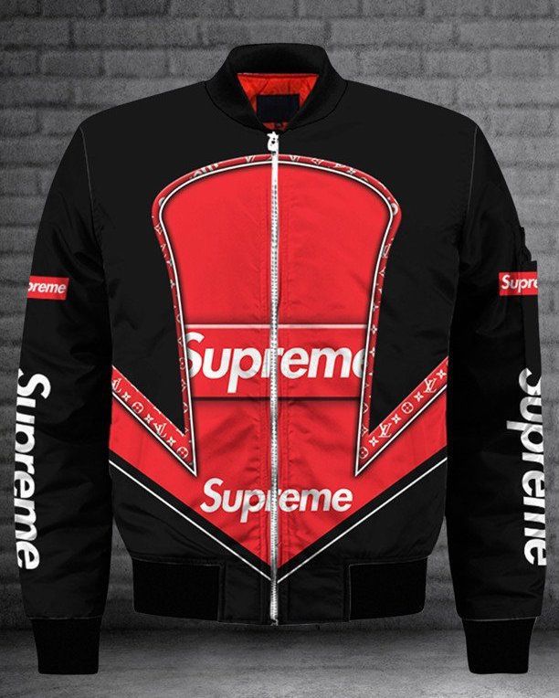 Louis Vuitton Supreme Black Luxury Brand Bomber Jacket For Men Women