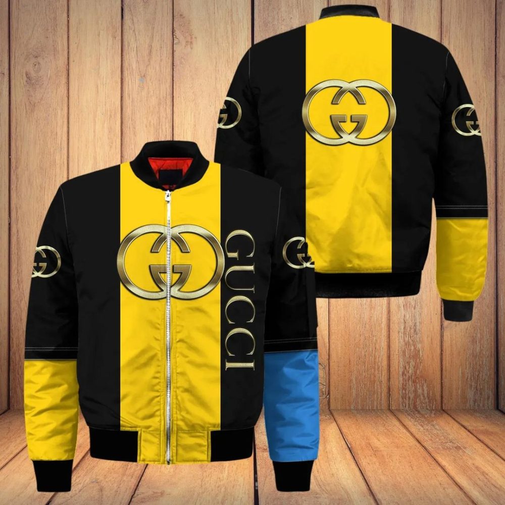 Gucci Bomber Jacket Luxury Brand Clothing Clothes Outfit For Men Women 23 Yellow Black